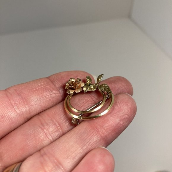 Vintage Gold Tone Rose Circular Womens Brooch - Picture 3 of 6